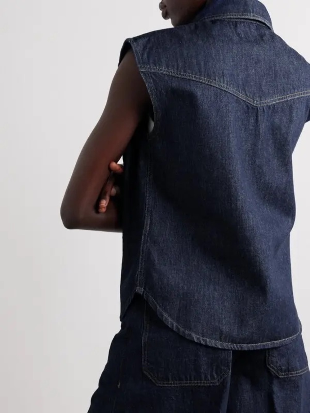 Agolde Dark Indigo Sleeveless Denim Vest - Picture 3 of 5